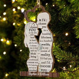 I Choose You - Christmas Gift For Couples - Personalized Wooden Cutout Ornament