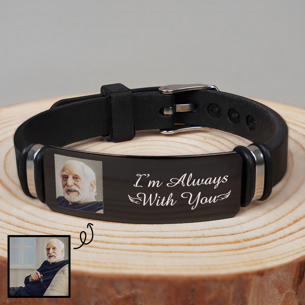 Custom Photo I'm Always With You - Memorial Gift For Family, Friend - Personalized Engraved Bracelet