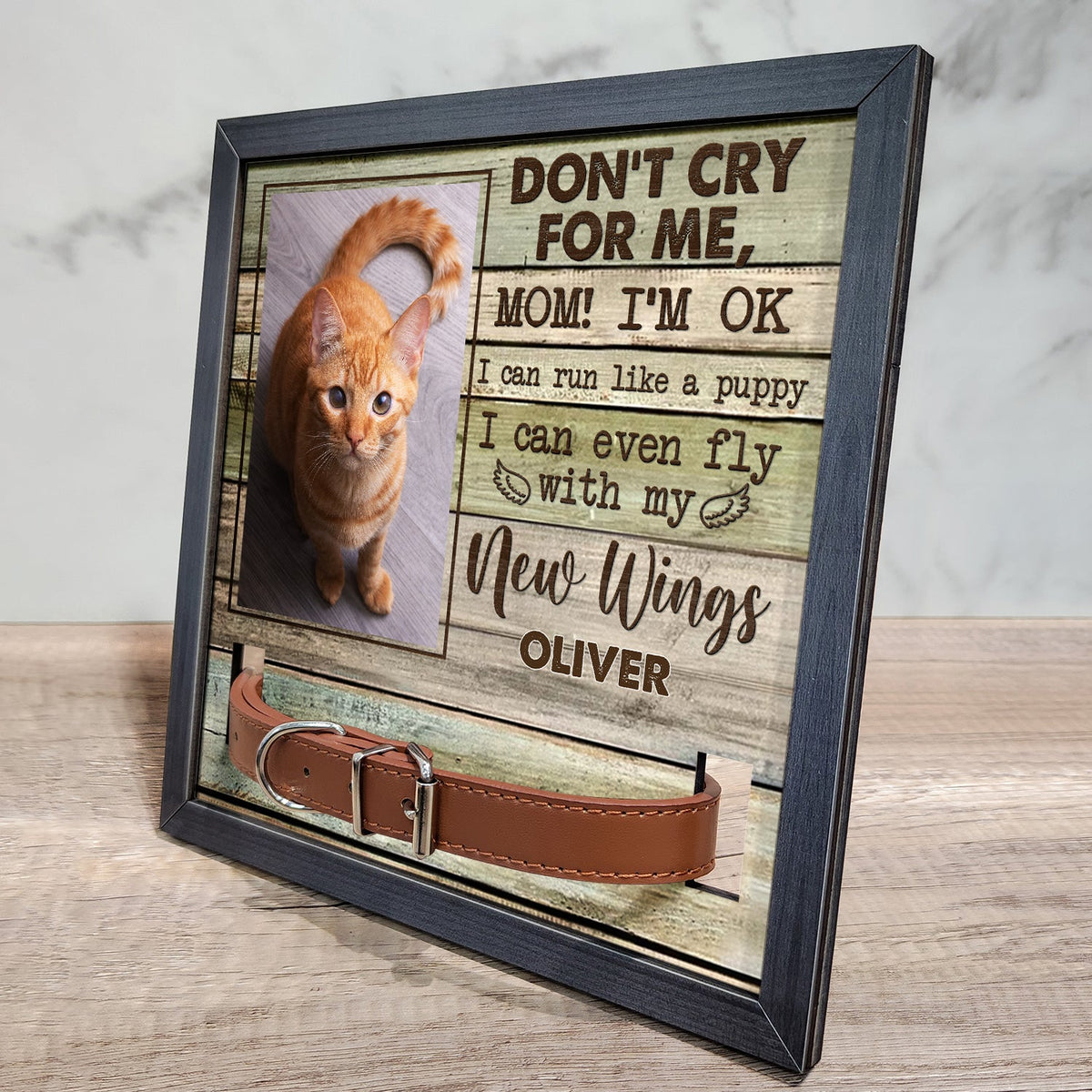 Custom Photo Lived Forever - Memorial, Sympathy Gift For Dog Owners, Cat Lovers - Personalized Pet Loss Sign, Collar Frame