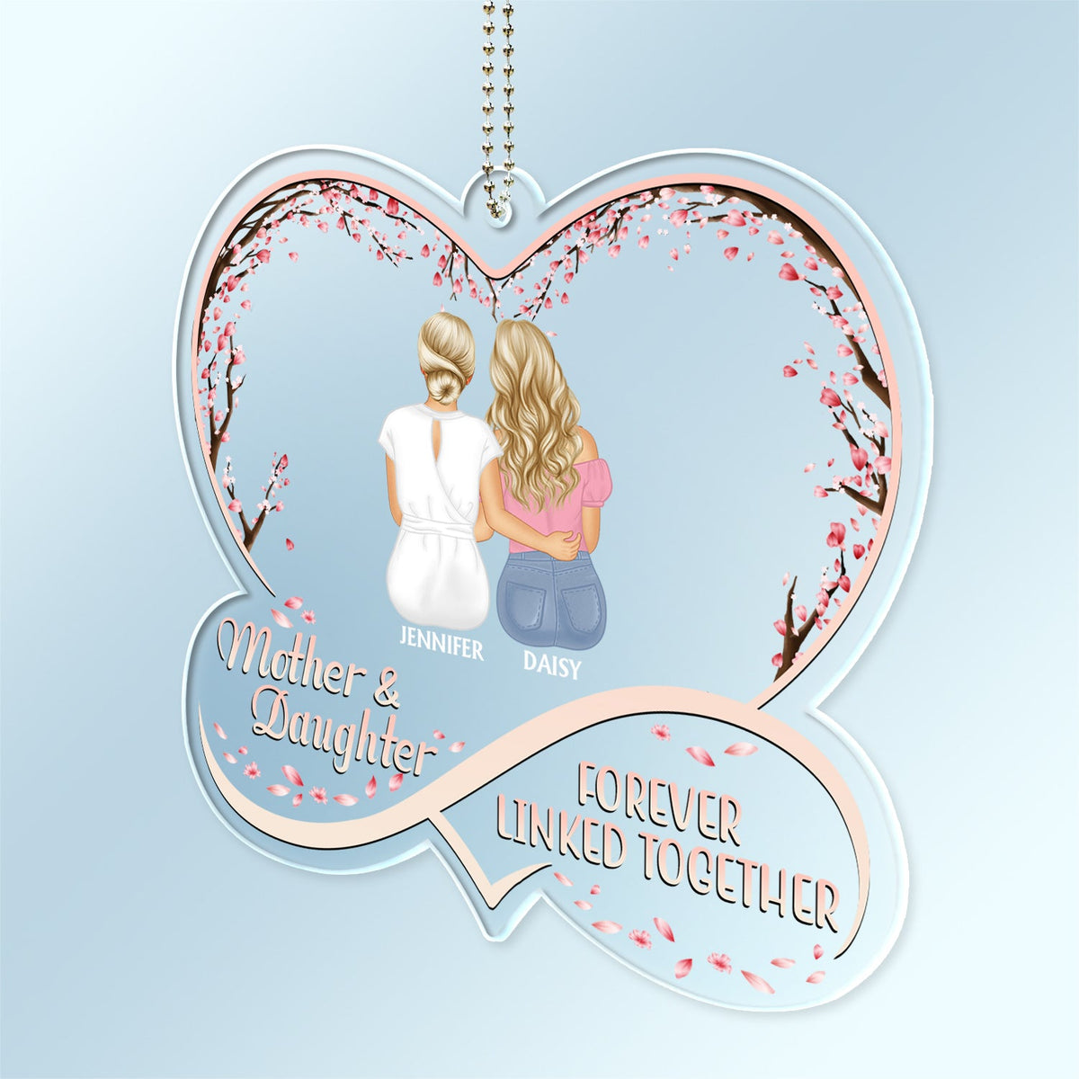 Mother And Daughters Forever Linked Together - Loving, Birthday Gift For Mother, Mom - Personalized Acrylic Car Hanger