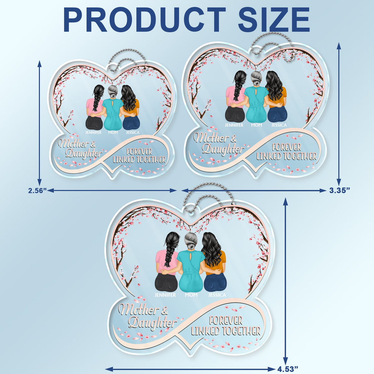 Mother And Daughters Forever Linked Together - Loving, Birthday Gift For Mother, Mom - Personalized Acrylic Car Hanger