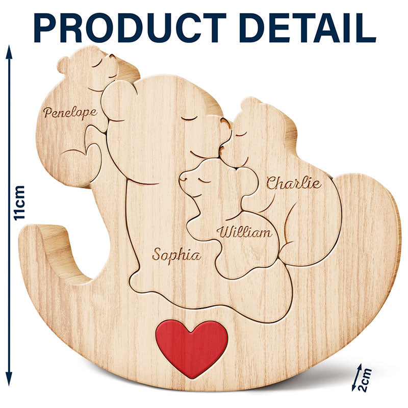 Mama Bear - Gift For Mothers & Grandmas - Personalized Custom Shaped Wooden Puzzle