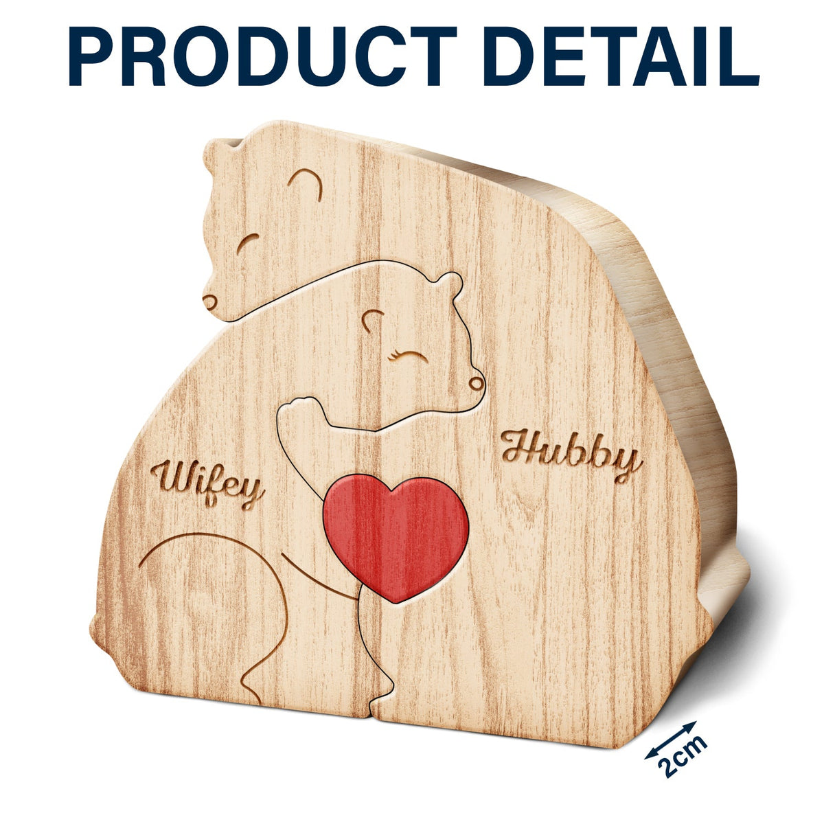 Love Bear Family - Gift For Mother, Father, Family - Personalized Custom Shaped Wooden Puzzle