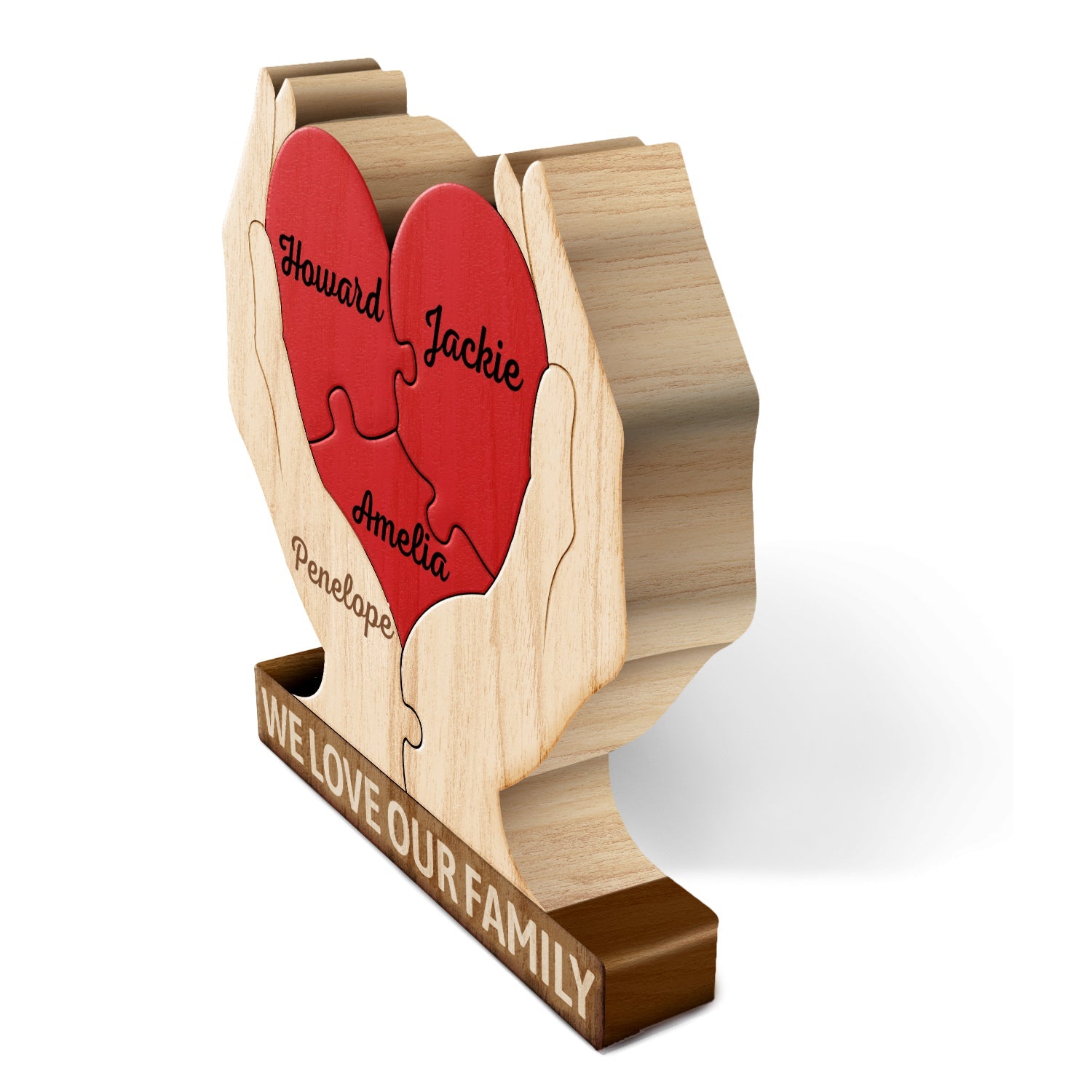 Together Forever Family Hands - Gift For Parents, Father, Mother - Personalized Custom Shaped Wooden Puzzle