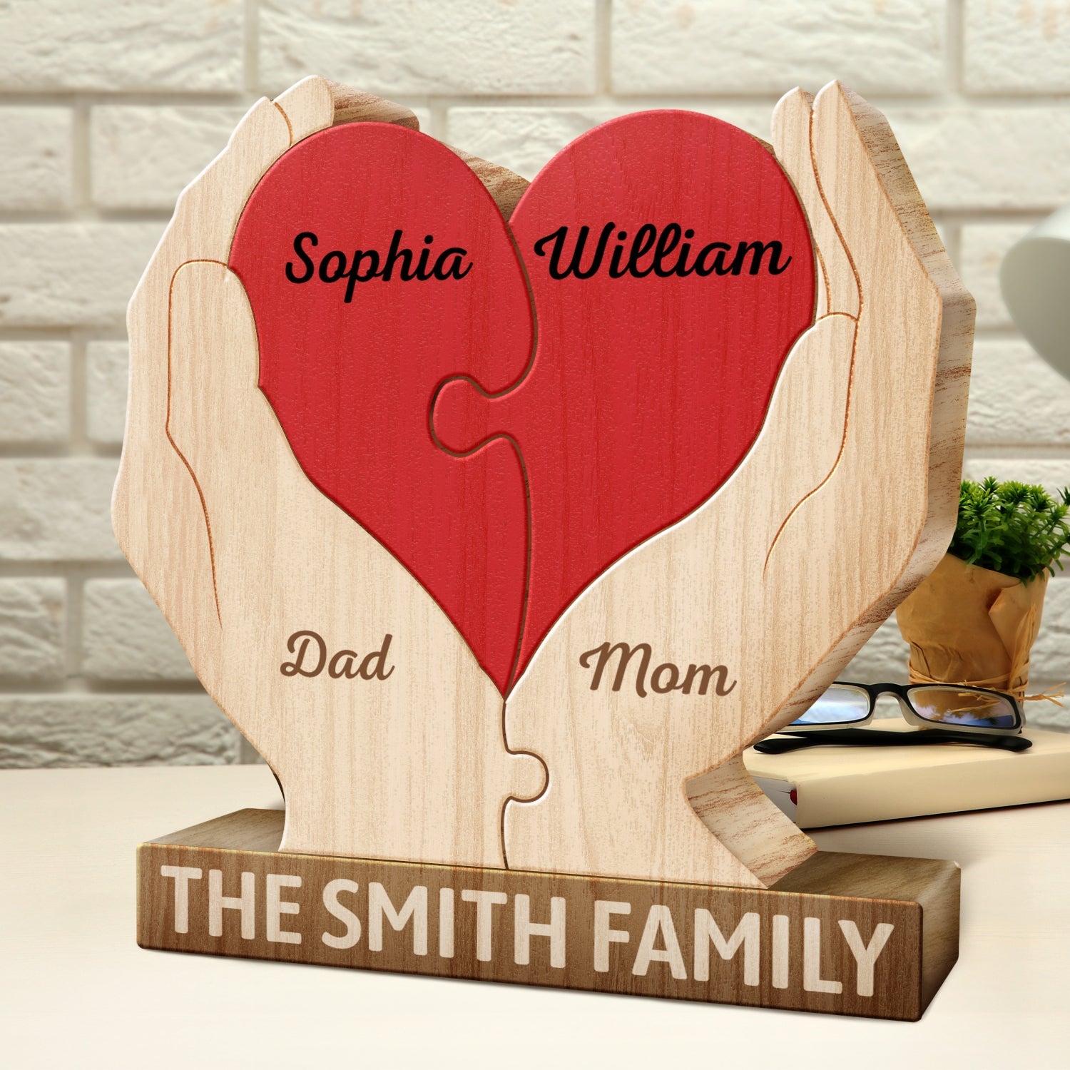 Together Forever Family Hands - Gift For Parents, Father, Mother - Personalized Custom Shaped Wooden Puzzle