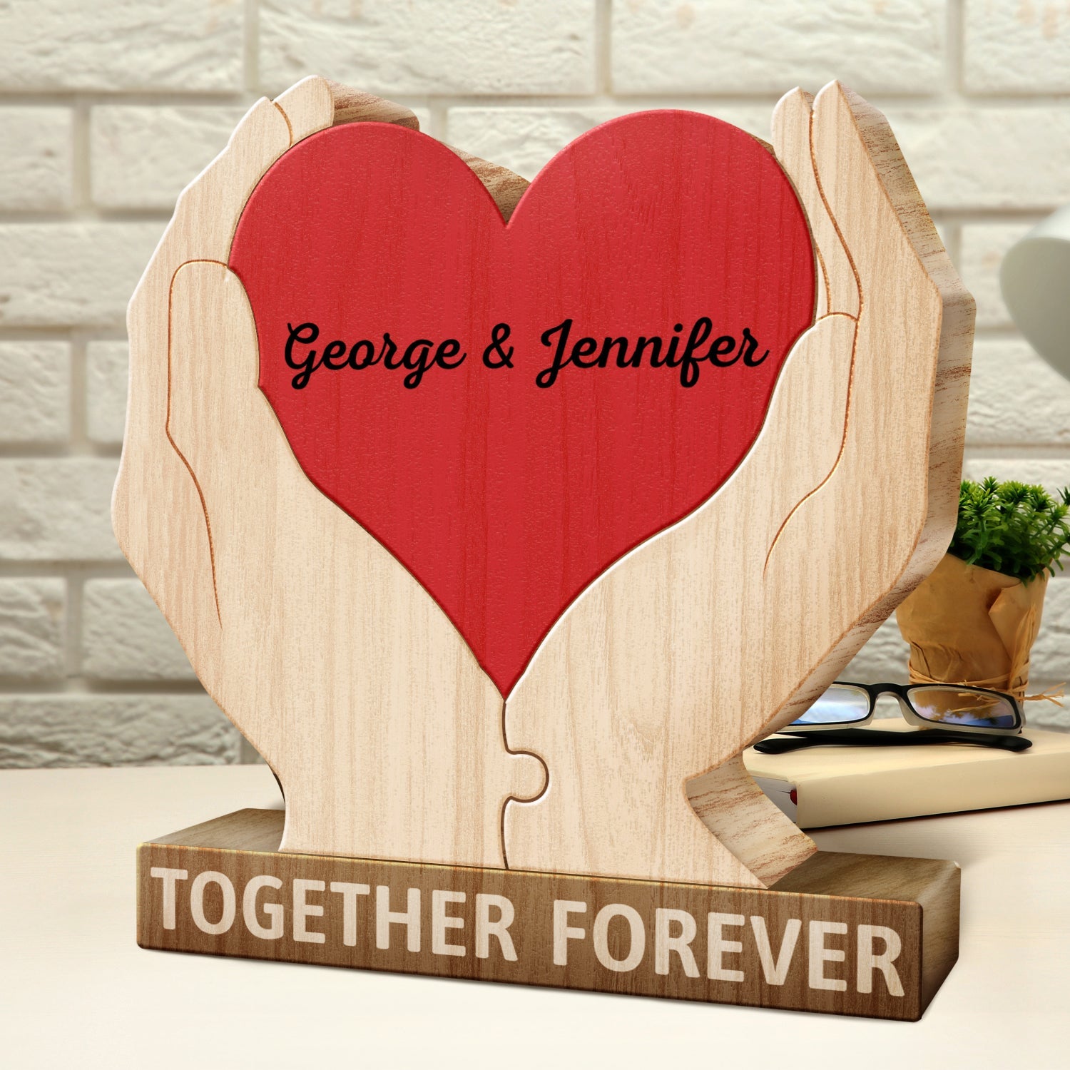 Together Forever Family Hands - Gift For Parents, Father, Mother - Personalized Custom Shaped Wooden Puzzle