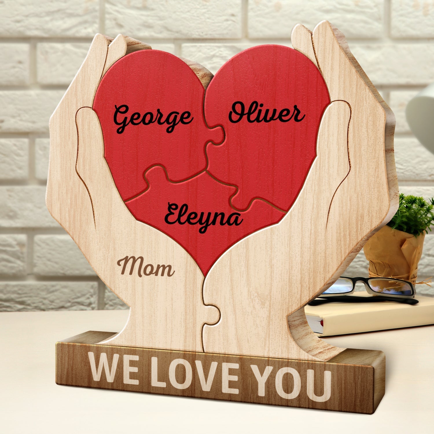 Together Forever Family Hands - Gift For Parents, Father, Mother - Personalized Custom Shaped Wooden Puzzle