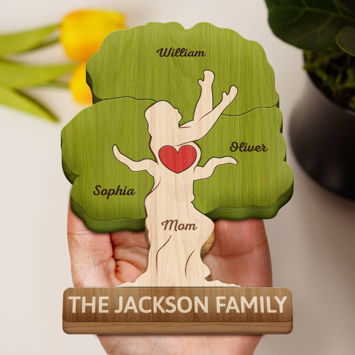 Tree Family - Gift For Mother, Father, Family - Personalized Custom Shaped Wooden Puzzle