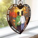 Heart Back Couple From Our First Kiss - Personalized Window Hanging Suncatcher Ornament