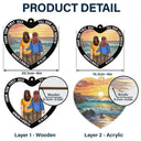 Heart Back Couple From Our First Kiss - Personalized Window Hanging Suncatcher Ornament