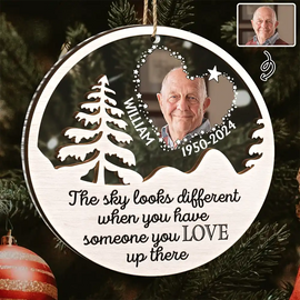 Custom Photo The Sky Looks Different Memorial - Personalized 2-Layered Mix Ornament