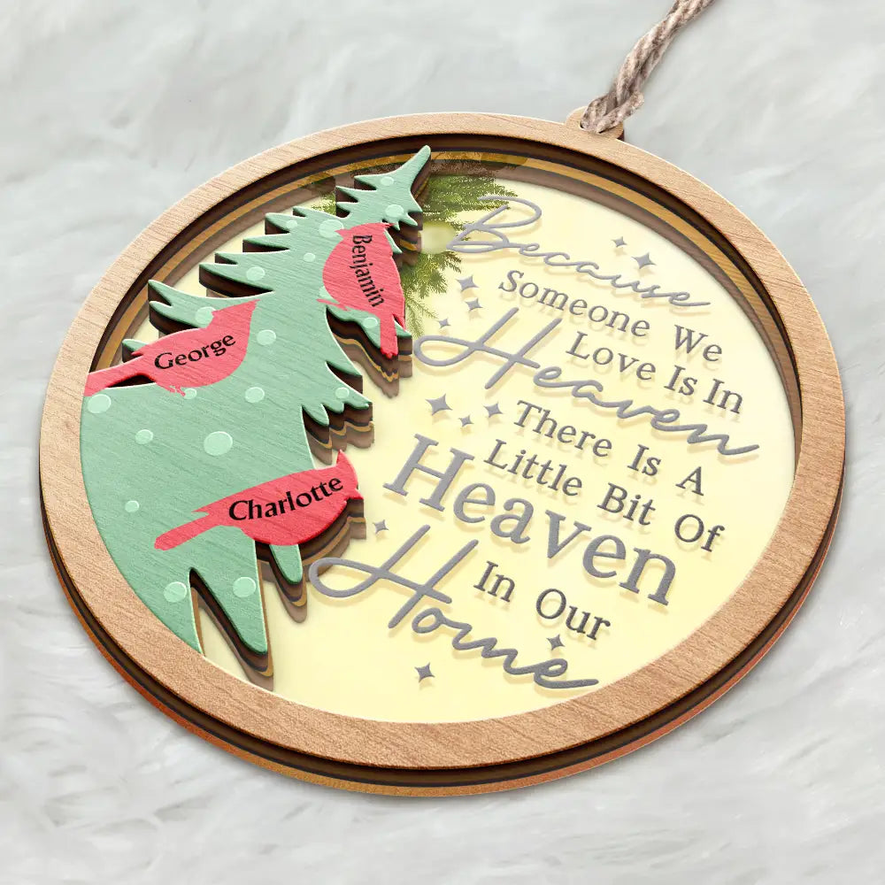 A Little Bit Of Heaven In Our Home Family Memorial - Personalized Mirror Ornament