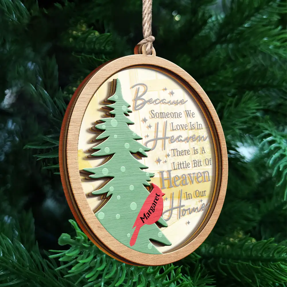 A Little Bit Of Heaven In Our Home Family Memorial - Personalized Mirror Ornament