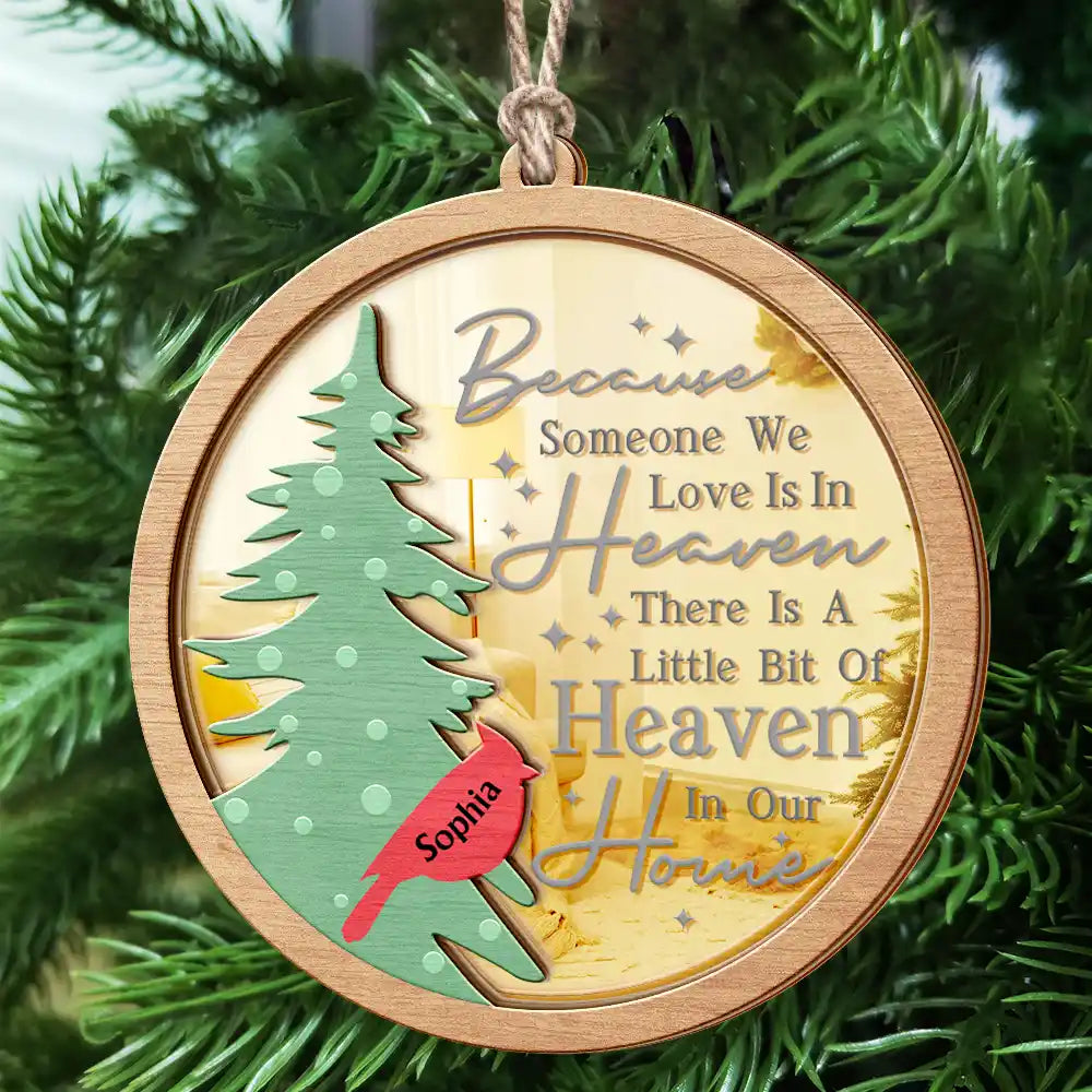 A Little Bit Of Heaven In Our Home Family Memorial - Personalized Mirror Ornament