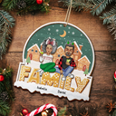 Cartoon Family And Pet Gingerbread Cookies - Personalized 2-Layered Wooden Ornament