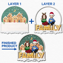 Cartoon Family And Pet Gingerbread Cookies - Personalized 2-Layered Wooden Ornament