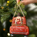 Back Couple Our First Christmas As Mr. & Mrs. - Personalized 2-Layered Wooden Ornament