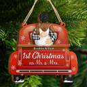 Back Couple Our First Christmas As Mr. & Mrs. - Personalized 2-Layered Wooden Ornament