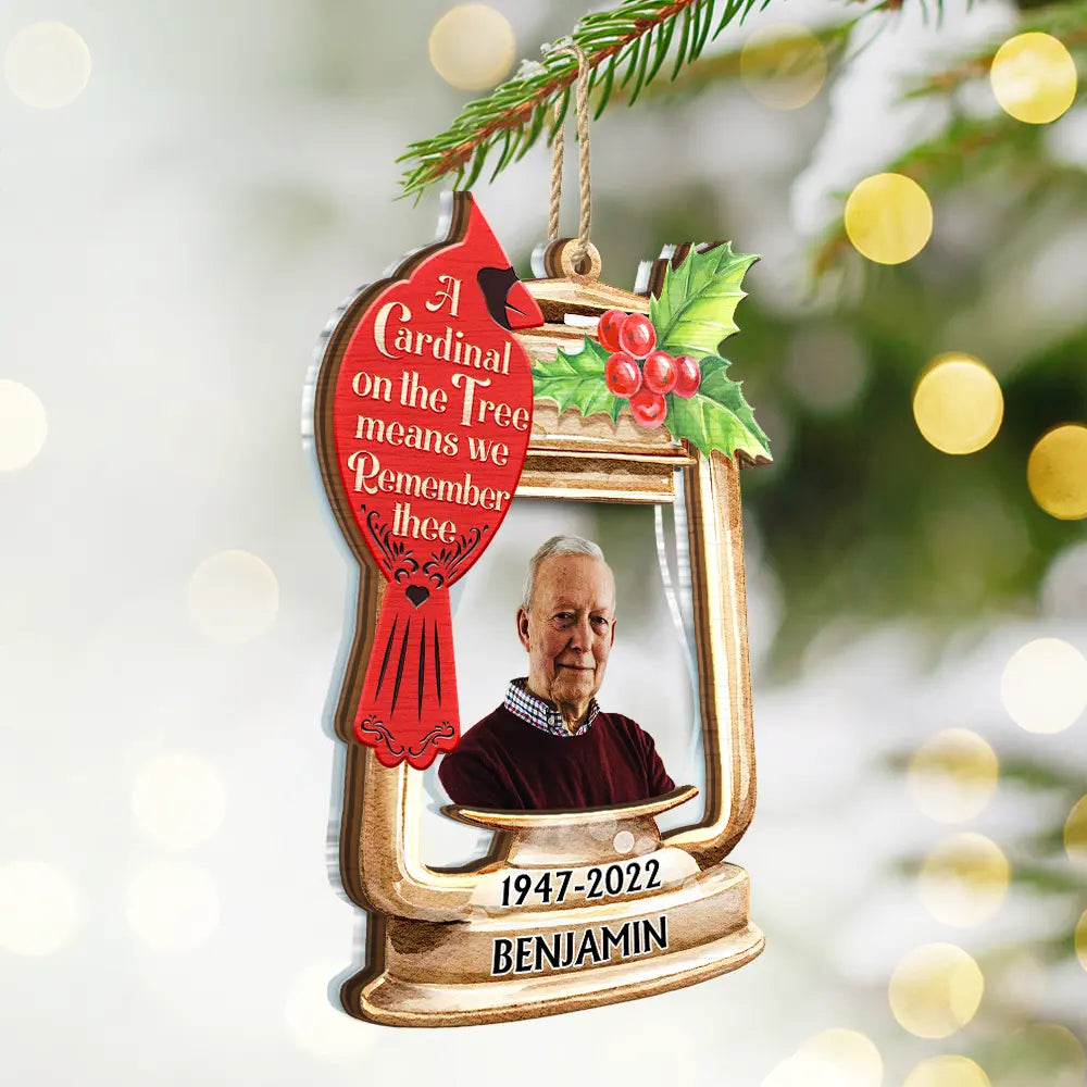 Memorial - Custom Photo Memorial A Cardinal On The Tree - Personalized 2-Layered Mix Ornament