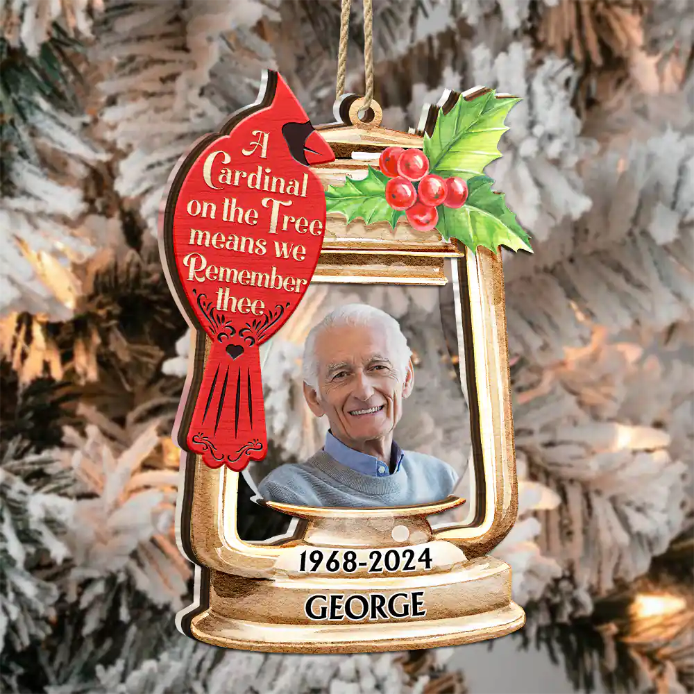 Memorial - Custom Photo Memorial A Cardinal On The Tree - Personalized 2-Layered Mix Ornament