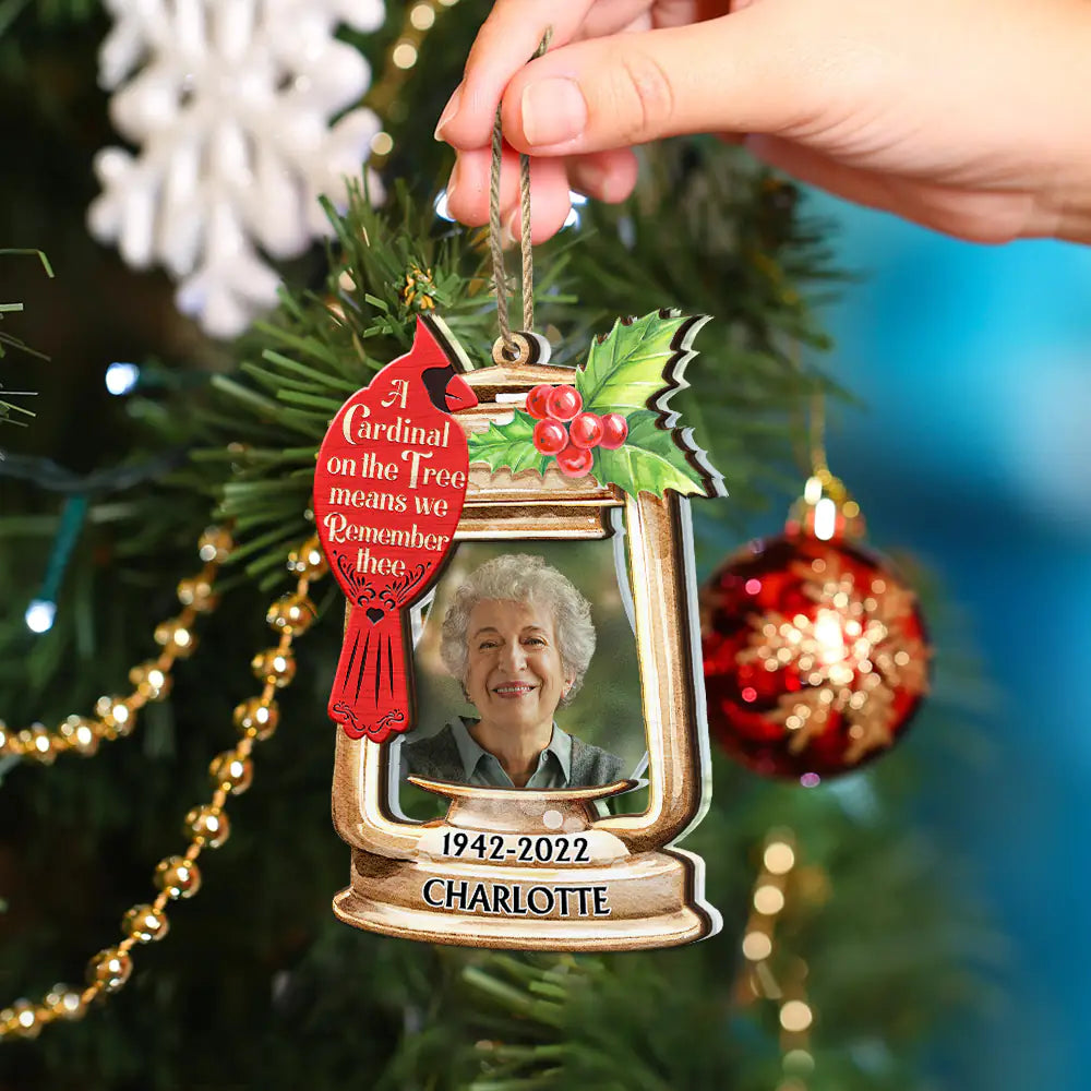 Memorial - Custom Photo Memorial A Cardinal On The Tree - Personalized 2-Layered Mix Ornament