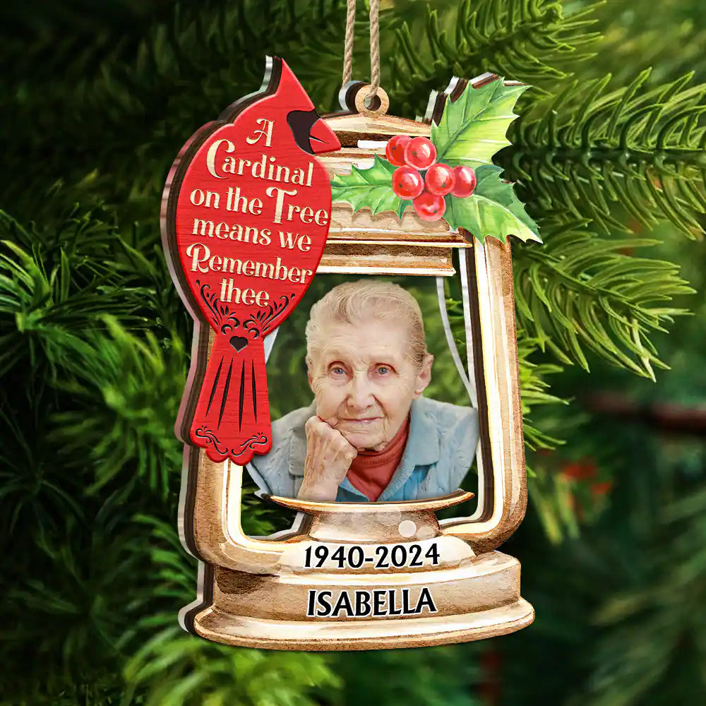 Memorial - Custom Photo Memorial A Cardinal On The Tree - Personalized 2-Layered Mix Ornament