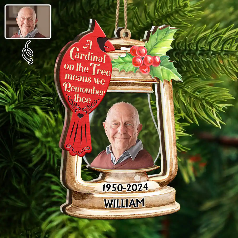 Memorial - Custom Photo Memorial A Cardinal On The Tree - Personalized 2-Layered Mix Ornament