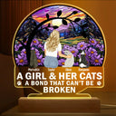 Pet Lovers - Flower Field A Girl And Her Dog And Cat - Personalized 3D Led Light Wooden Base