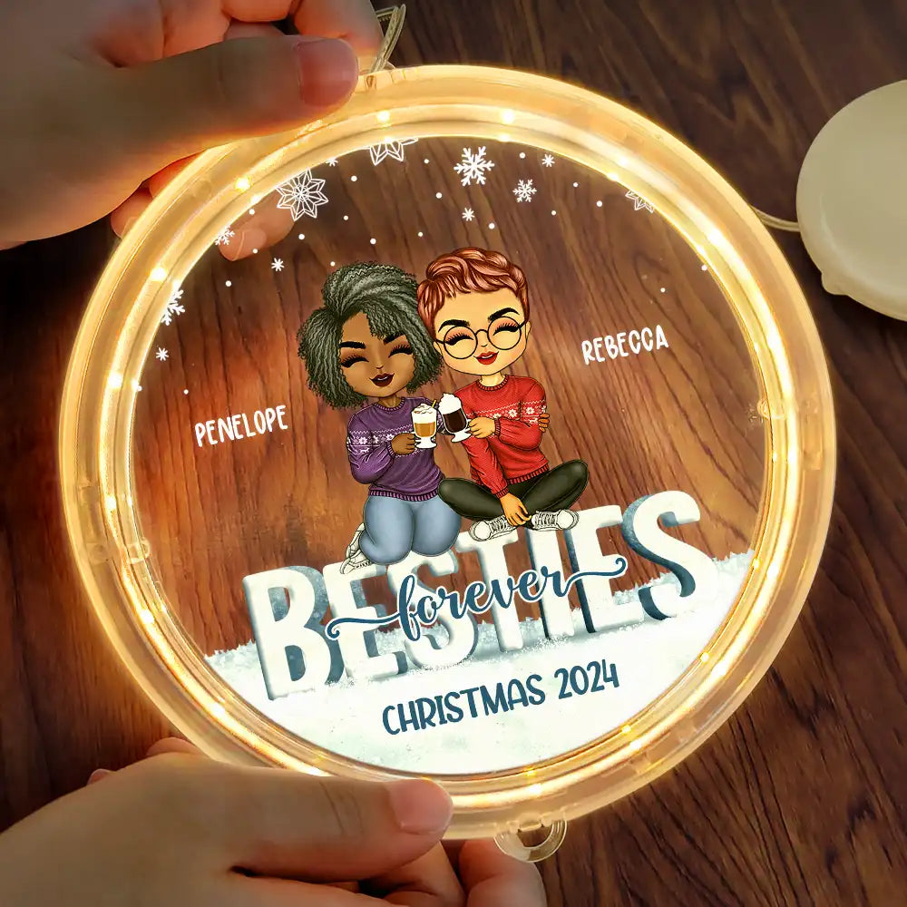 Christmas,Gift For Bestie,Love,Continue Shopping - Besties Forever Snow Christmas Chibi Friends - Personalized LED Pendant Light