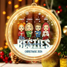 Christmas,Gift For Bestie,Love,Continue Shopping - Besties Forever Snow Christmas Chibi Friends - Personalized LED Pendant Light