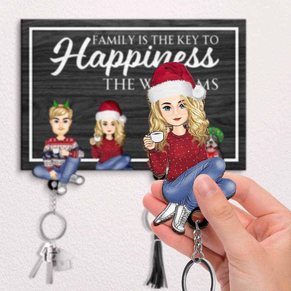 Gift For Couples, Family - Family Is The Key To Happiness - Personalized Custom Shaped Key Holder