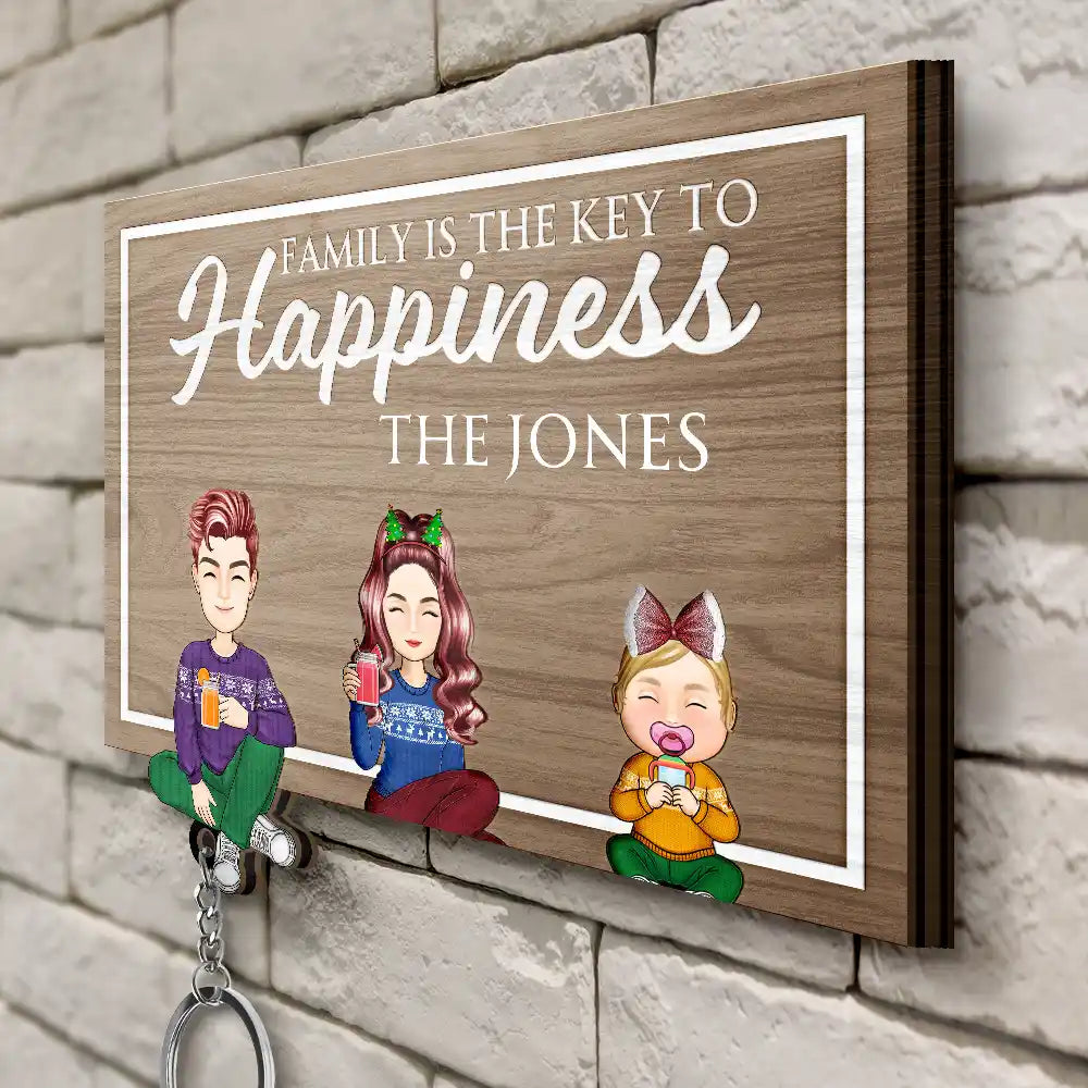 Gift For Couples, Family - Family Is The Key To Happiness - Personalized Custom Shaped Key Holder