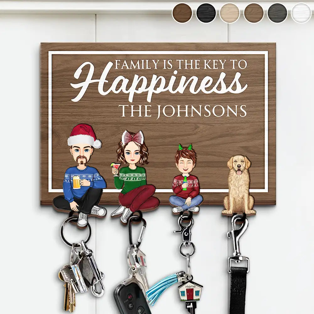 Gift For Couples, Family - Family Is The Key To Happiness - Personalized Custom Shaped Key Holder