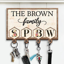 Gift For Couples, Family - Family Vintage Style Custom Names Alphabet - Personalized Custom Shaped Key Holder