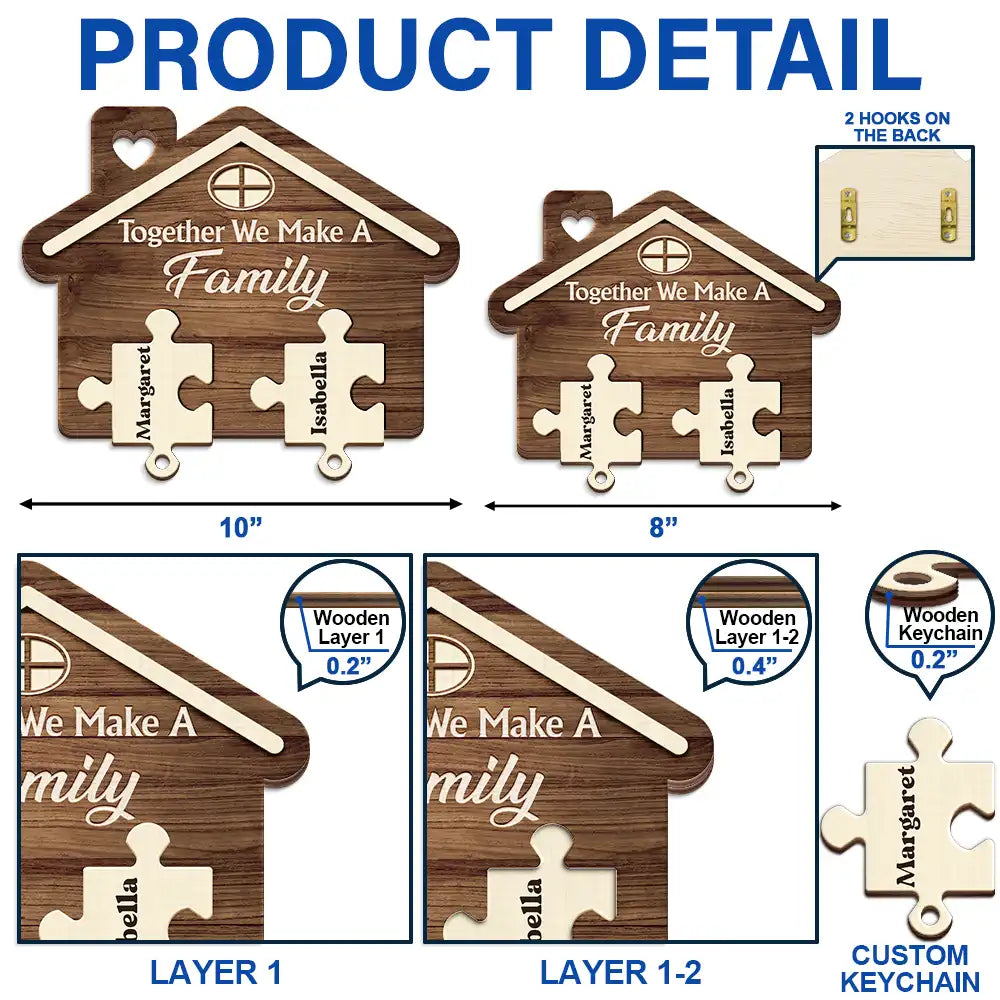 Family, Gift For Couples - Family Puzzle Together We Make A Family - Personalized Custom Shaped Key Holder