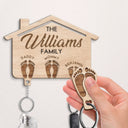 Family, Gift For Couples - Family Feet Couple With Kids And Pets - Personalized Custom Shaped Key Holder