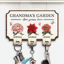 Gift For Grandma - Grandma's Garden Birth Flowers Grandkids - Personalized Custom Shaped Key Holder