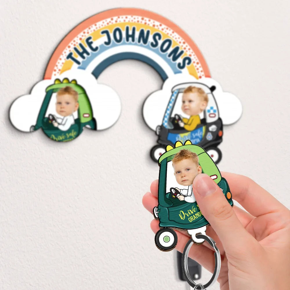 New baby, Parents - Custom Photo Baby Drive Safe Daddy Mommy - Personalized Custom Shaped Key Holder