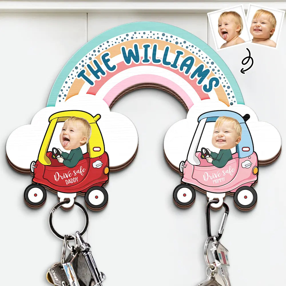 New baby, Parents - Custom Photo Baby Drive Safe Daddy Mommy - Personalized Custom Shaped Key Holder