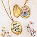 Memorial, Family - Custom Photo Memorial Always With Me Forever In My Heart - Personalized Locket Necklace