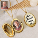 Memorial, Family - Custom Photo Memorial Always With Me Forever In My Heart - Personalized Locket Necklace