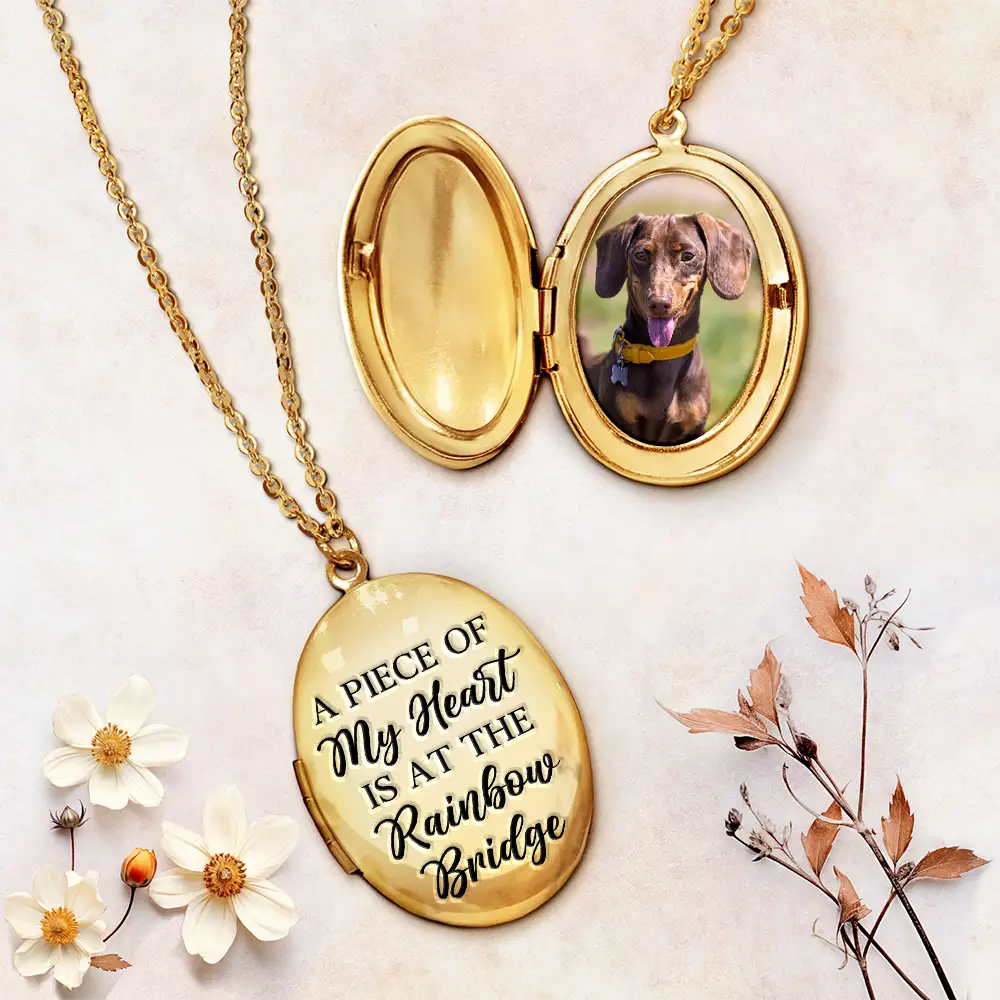 Memorial, Dog Lovers, Pet Lovers, Cat Lovers - Custom Photo Pet Memorial You Left Paw Prints On My Heart - Personalized Locket Necklace