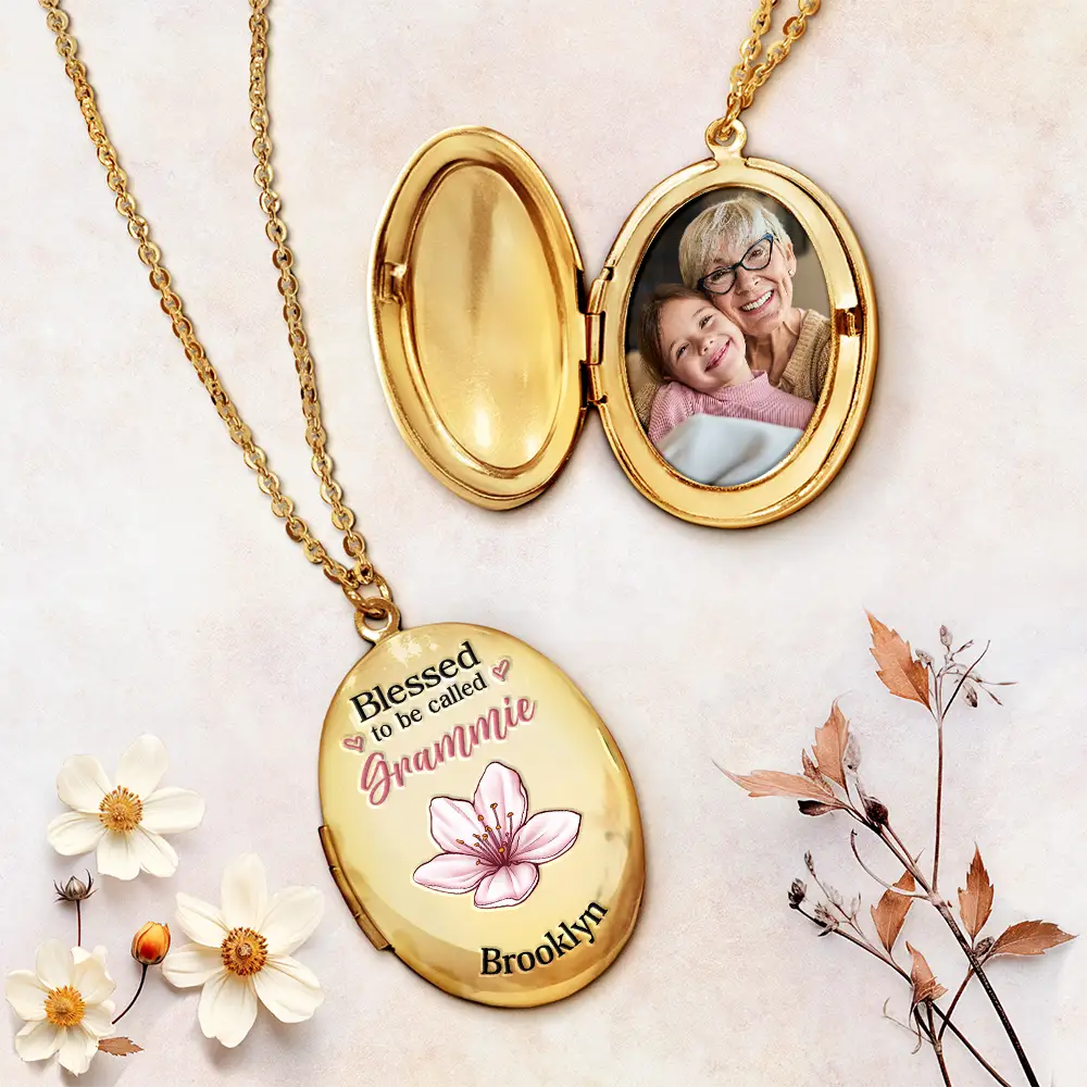 Gift For Grandma - Custom Photo Grandkid Blessed To Be Called Grandma - Personalized Locket Necklace