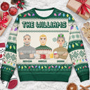 Family - Christmas Light Custom Family Name Flat Art - Personalized Unisex Ugly Sweater