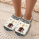 Family, Gift For Bestie - Flat Art Family Grandparents, Parents, Kids, Friends - Personalized Fluffy Slippers