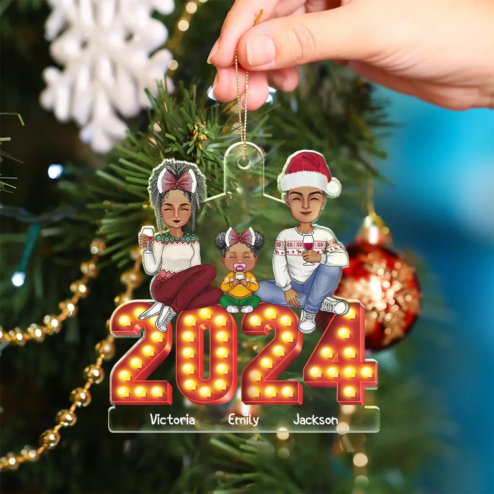 Christmas,Family,Happy,Continue Shopping - 2024 Cartoon Family And Pet Retro Cinema - Personalized Cutout Acrylic Ornament