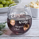 Gift For Mother - Custom Photo Mom's Reasons To Drink Custom Kid Names - Personalized Stemless Wine Glass