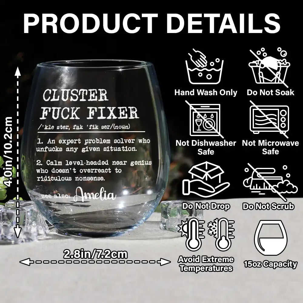 Gift For Bestie, Gifts For Colleagues - Funny Gift For Colleagues An Expert Problem Solver - Personalized Stemless Wine Glass