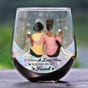 Gift For Bestie - Our Friendship Is Like Wine It Gets Better With Time - Personalized Stemless Wine Glass