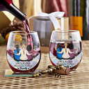 Gift For Bestie - Our Friendship Is Like Wine It Gets Better With Time - Personalized Stemless Wine Glass